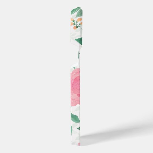 Elegant White Pink Flowers Waterverf Floral iPhone Hoesje (Rechterkant)