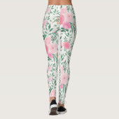 Elegant White Pink Flowers Waterverf Floral Leggings (Achterkant)