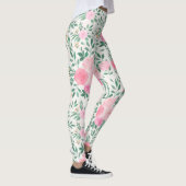 Elegant White Pink Flowers Waterverf Floral Leggings (Rechts)