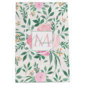Elegant White Pink Flowers Waterverf Floral Medium Cadeauzakje (Voorkant)