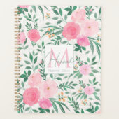 Elegant White Pink Flowers Waterverf Floral Planner (Voorkant)