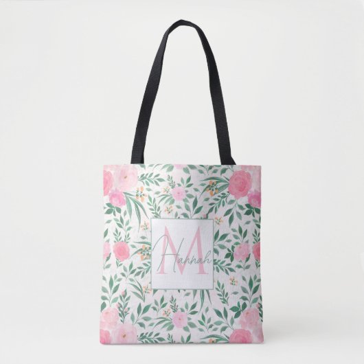 Elegant White Pink Flowers Waterverf Floral Tote Bag (Voorkant)