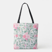 Elegant White Pink Flowers Waterverf Floral Tote Bag (Achterkant)