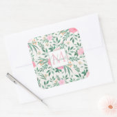 Elegant White Pink Flowers Waterverf Floral Vierkante Sticker (Envelop)