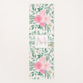 Elegant White Pink Flowers Waterverf Floral Yogamat (Voorkant)