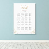 Elegant White Pink Flowers Zitkaartje Antlers Canvas Afdruk (Insitu (Houten vloer))