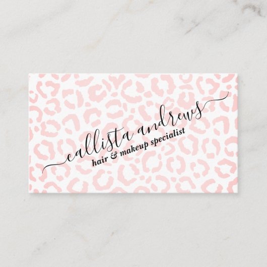 Elegant White Pink Leopard Cheetah Animal Print Visitekaartje (Voorkant)
