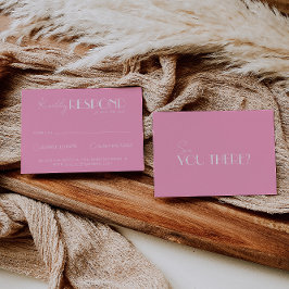 Elegant White Pink Minimalist Bright Wedding RSVP Kaartje