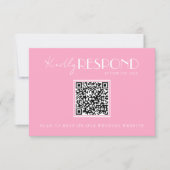 Elegant White Pink Minimalist QR Code Wedding RSVP Kaartje (Voorkant)