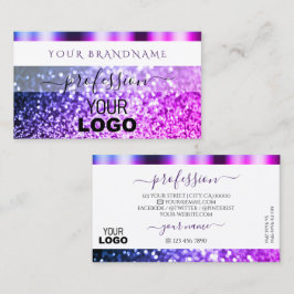 Elegant White Pink Paars Sparkle Glitter en Logo Visitekaartje