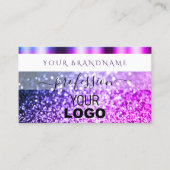 Elegant White Pink Paars Sparkle Glitter en Logo Visitekaartje (Voorkant)