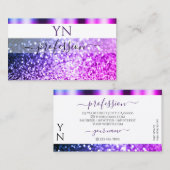 Elegant White Pink Paars Sparkle Glitter Monogram Visitekaartje (Voorkant / Achterkant)
