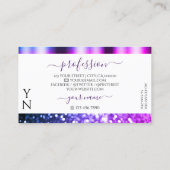 Elegant White Pink Paars Sparkle Glitter Monogram Visitekaartje (Achterkant)