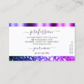 Elegant White Pink Paars Sparkle Glitter Shimmery Visitekaartje (Achterkant)