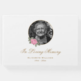 Elegant White Pink Rose Floral Funeral Foto Gastenboek