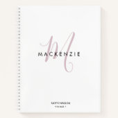 Elegant White Pink Script Monogram Sketchbook Notitieboek (Voorkant)