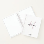 Elegant White Pink Script Monogram Sketchbook Notitieboek (Binnen)