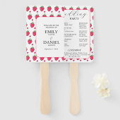 Elegant White & Pink Strawberry Wedding Handwaaier (Voorkant en achterkant)