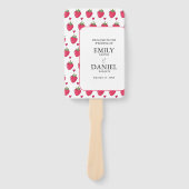 Elegant White & Pink Strawberry Wedding Handwaaier (Voorkant)