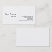 Elegant White Plain Simple Manager-Visitekaartje Visitekaartje (Voorkant / Achterkant)