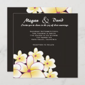 Elegant White Plumeria Wedding Invitation Kaart (Voorkant / Achterkant)