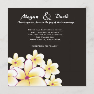 Elegant White Plumeria Wedding Invitation Kaart