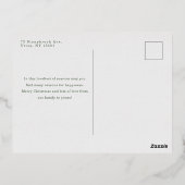 Elegant White Poinsettia and Pine Photo Folie Feestdagen Briefkaart (Achterkant)