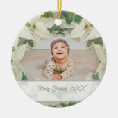 Elegant White Poinsettia Baby Photo Keramisch Ornament (Voorkant)
