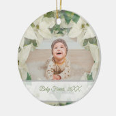 Elegant White Poinsettia Baby Photo Keramisch Ornament (Links)