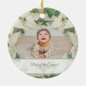 Elegant White Poinsettia Baby Photo Keramisch Ornament (Achterkant)