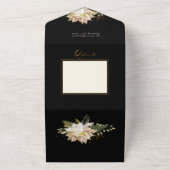 Elegant White Poinsettias w/Gold Greenery Foto All In One Uitnodiging (Buitenkant)