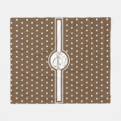 Elegant White Polka Dots on Brown Monogram Fleece Deken (Voorkant (Horizontaal))