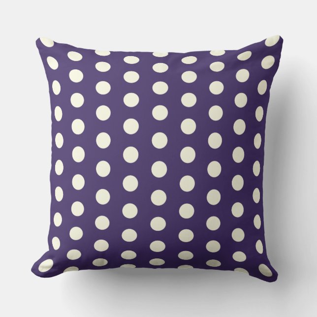 Elegant White Polka Dots on Indigo Blue Kussen (Voorkant)