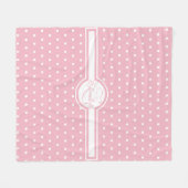 Elegant White Polka Dots on Pink Monogram Fleece Deken (Voorkant (Horizontaal))