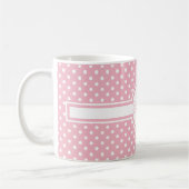 Elegant White Polka Dots on Pink Monogram Koffiemok (Links)