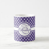 Elegant White Polka Dots on Ultra Violet Monogram Koffiemok (Center)