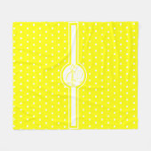 Elegant White Polka Dots on Yellow Monogram Fleece Deken (Voorkant (Horizontaal))