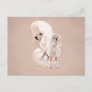 Elegant White Poodle Pastel Collage Briefkaart