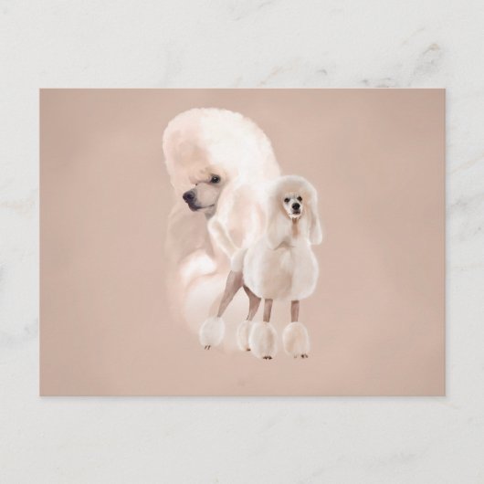 Elegant White Poodle Pastel Collage Briefkaart (Voorkant)