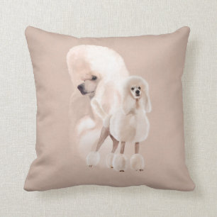 Elegant White Poodle Pastel Collage Kussen