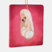 Elegant White Poodle pastelfuchsia Keramisch Ornament (Rechts)