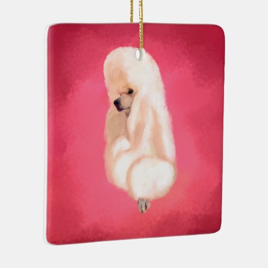 Elegant White Poodle pastelfuchsia Keramisch Ornament (Rechts)