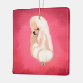 Elegant White Poodle pastelfuchsia Keramisch Ornament (Links)