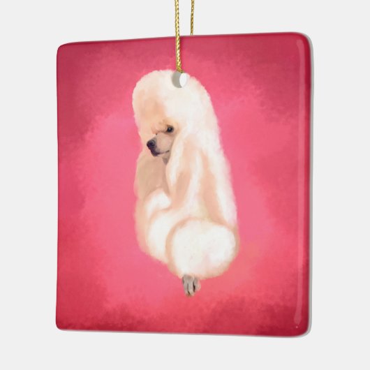 Elegant White Poodle pastelfuchsia Keramisch Ornament (Links)