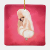 Elegant White Poodle pastelfuchsia Keramisch Ornament (Achterkant)