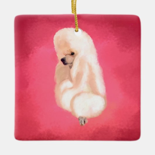 Elegant White Poodle pastelfuchsia Keramisch Ornament (Voorkant)