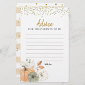 Elegant White Pumpkin Baby shower Advice Kaart (Voorkant / Achterkant)