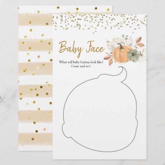 Elegant White Pumpkin Baby shower Baby Face (Voorkant / Achterkant)