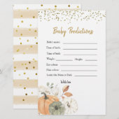 Elegant White Pumpkin Baby shower Baby Prediction (Voorkant / Achterkant)