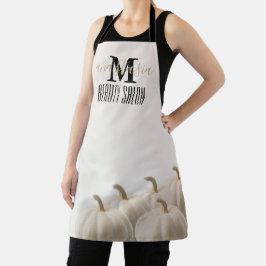 Elegant White Pumpkin Beauty Salon Monogram Schort